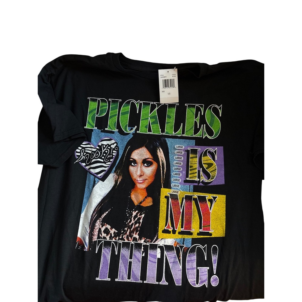 Unisex Snooki Jersey Shore Pickles Is My Thing Graphic T-Shirt Black Large NWT
